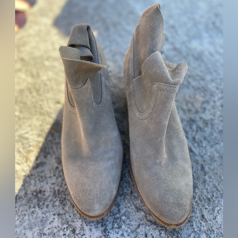 Stone beige suede booties